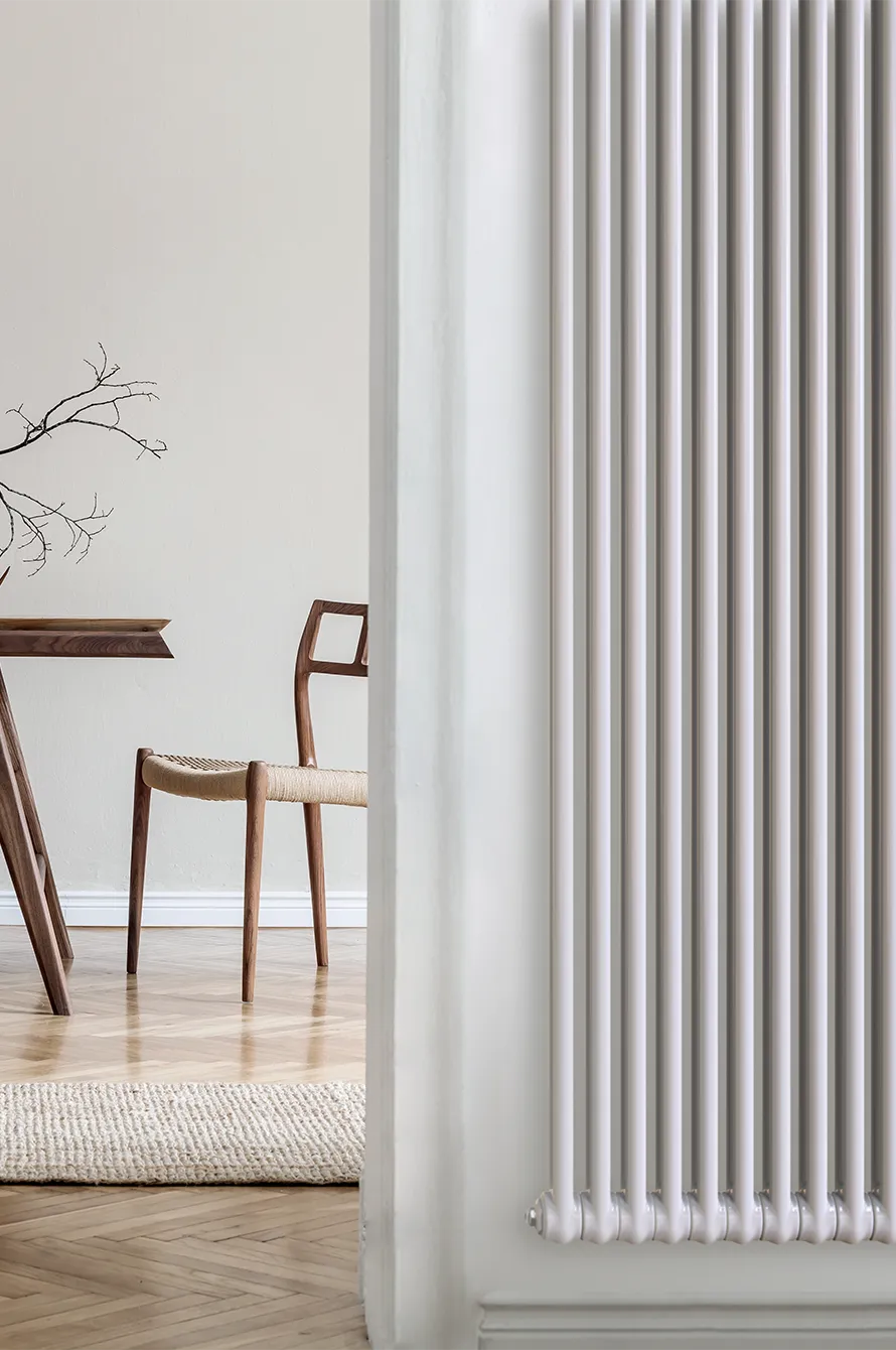radiatore multicolonna verticale in ambiente ziona giorno