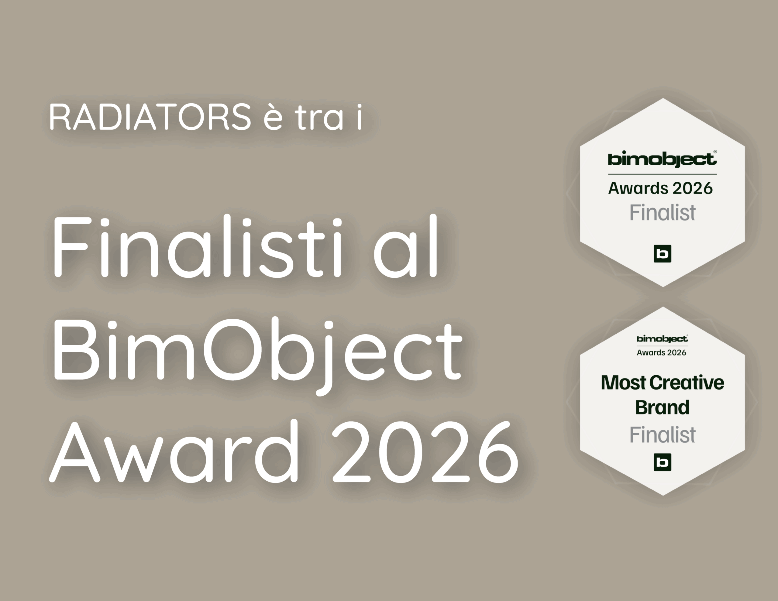 radiators è fra i finalisti al bimobject award 2026